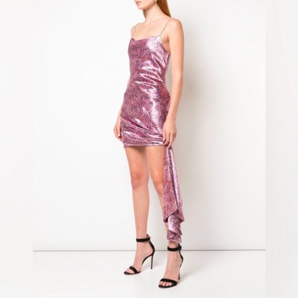 CINQ À SEPT Ryder Paisley Satin Mini Dress In Trm 2 - Picture 13 of 14